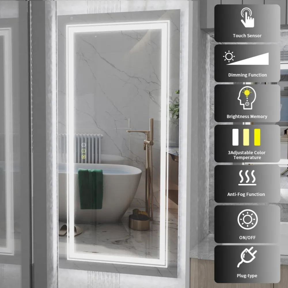 Large Illuminate Mirror Bathroom Double Sink Anti Fog