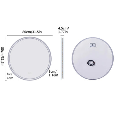 Round Large LED Bathroom Mirror Anti Fog