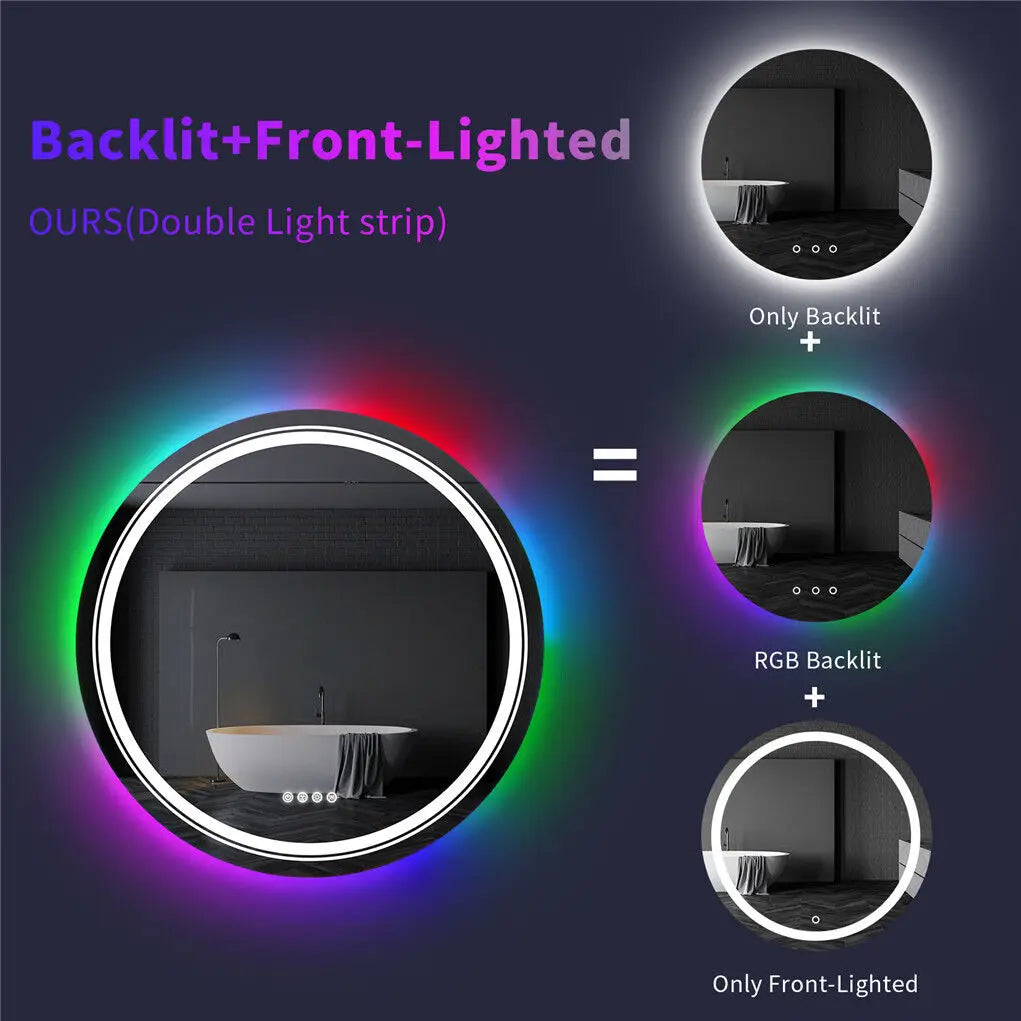 RGB Bathroom Mirror with LED Lights Anti Fog