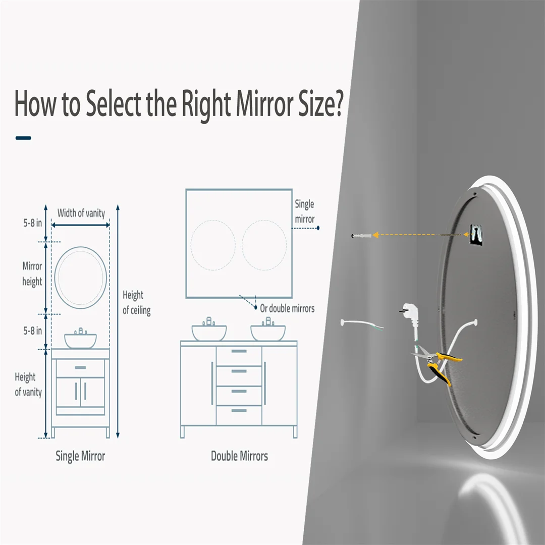 Round Large LED Bathroom Mirror Anti Fog