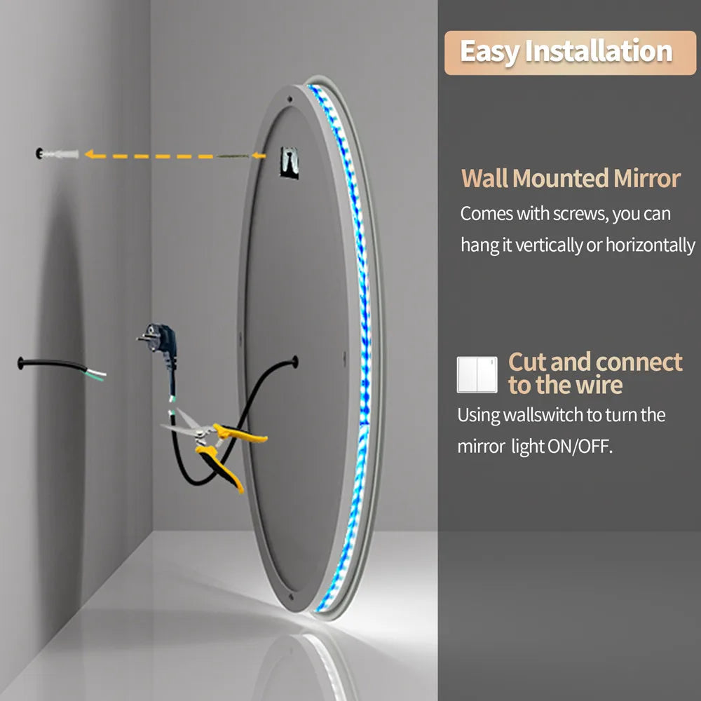 RGB Bathroom Mirror with LED Lights Anti Fog