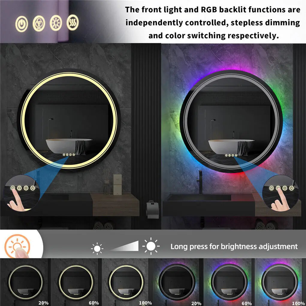 RGB Bathroom Mirror with LED Lights Anti Fog