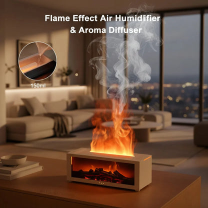 Flame-Effect Essential Oil Diffuser & Ultrasonic Humidifier – 150 ml, Remote