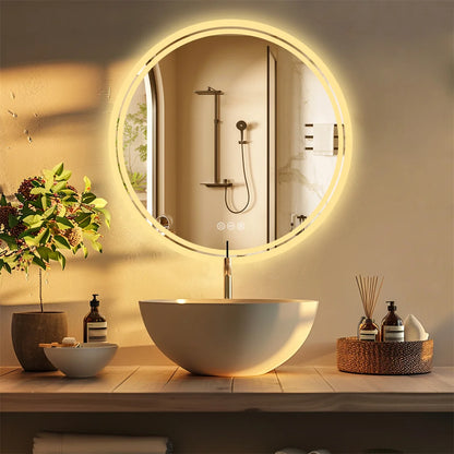 Round Large LED Bathroom Mirror Anti Fog