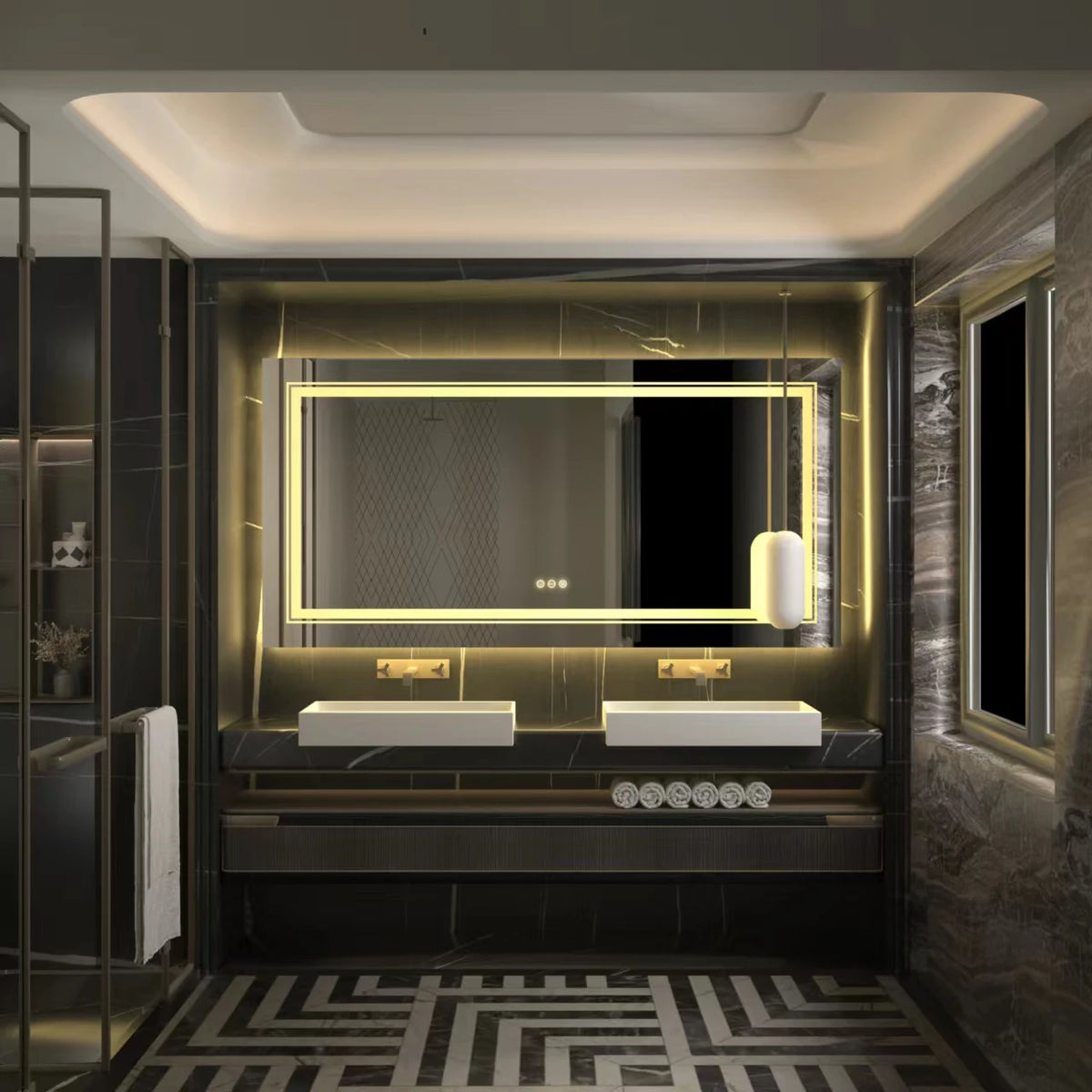 Large Illuminate Mirror Bathroom Double Sink Anti Fog