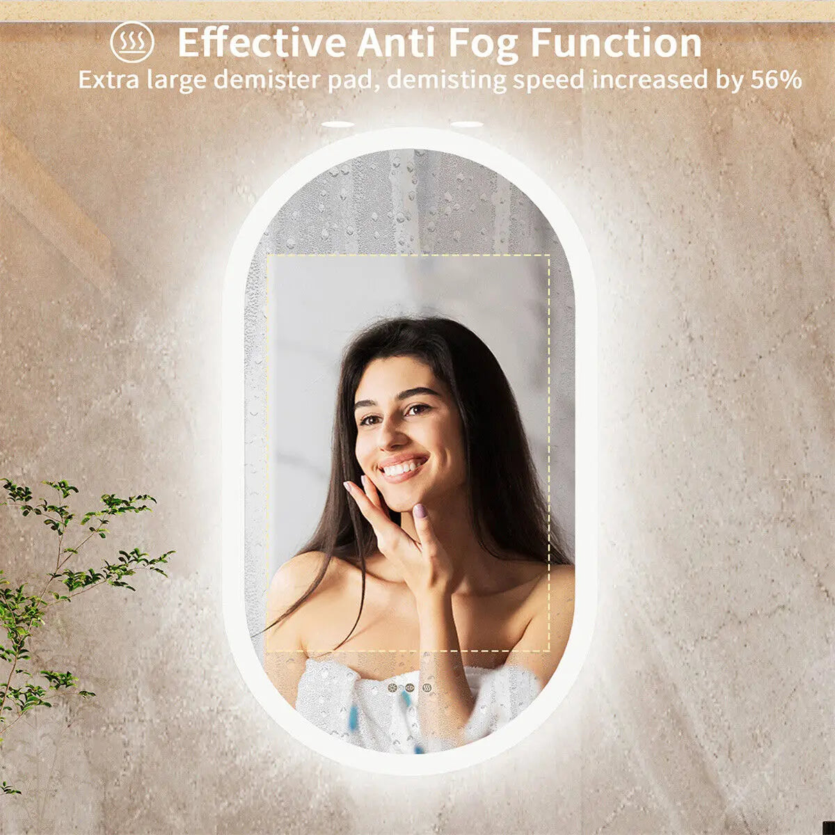 Lighted Bathroom Mirror LED Bedroom Anti Fog