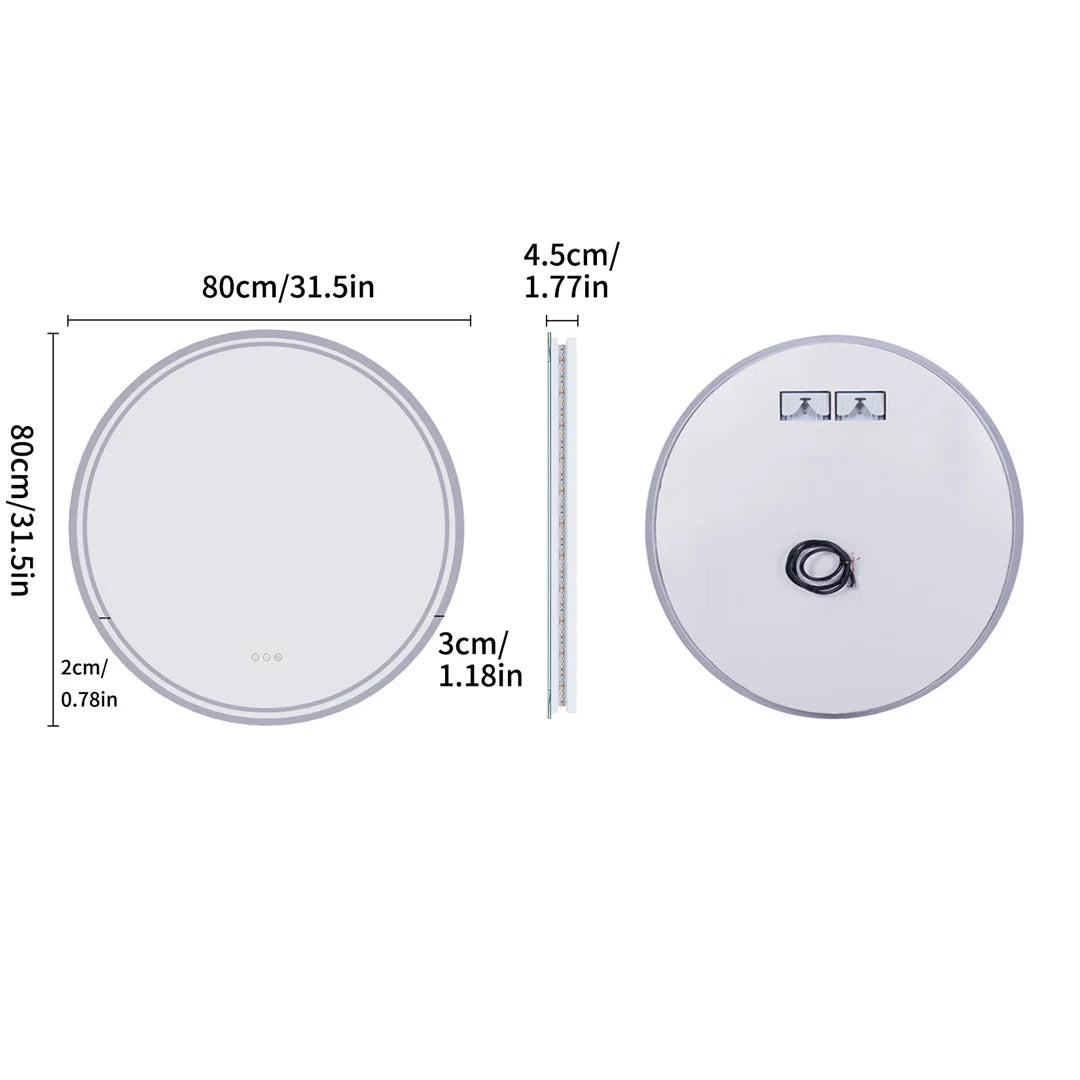 Round Large LED Bathroom Mirror Anti Fog