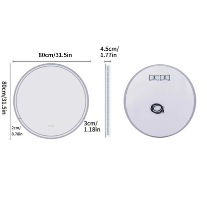 Round Large LED Bathroom Mirror Anti Fog