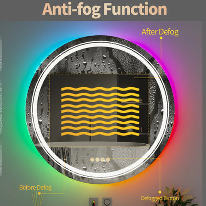 RGB Bathroom Mirror with LED Lights Anti Fog