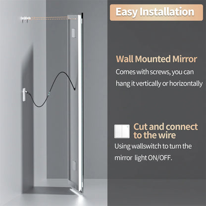 Illuminated Bluetooth Bathroom Mirror Rectangle Anti-fog LED