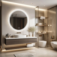 Round Large LED Bathroom Mirror Anti Fog