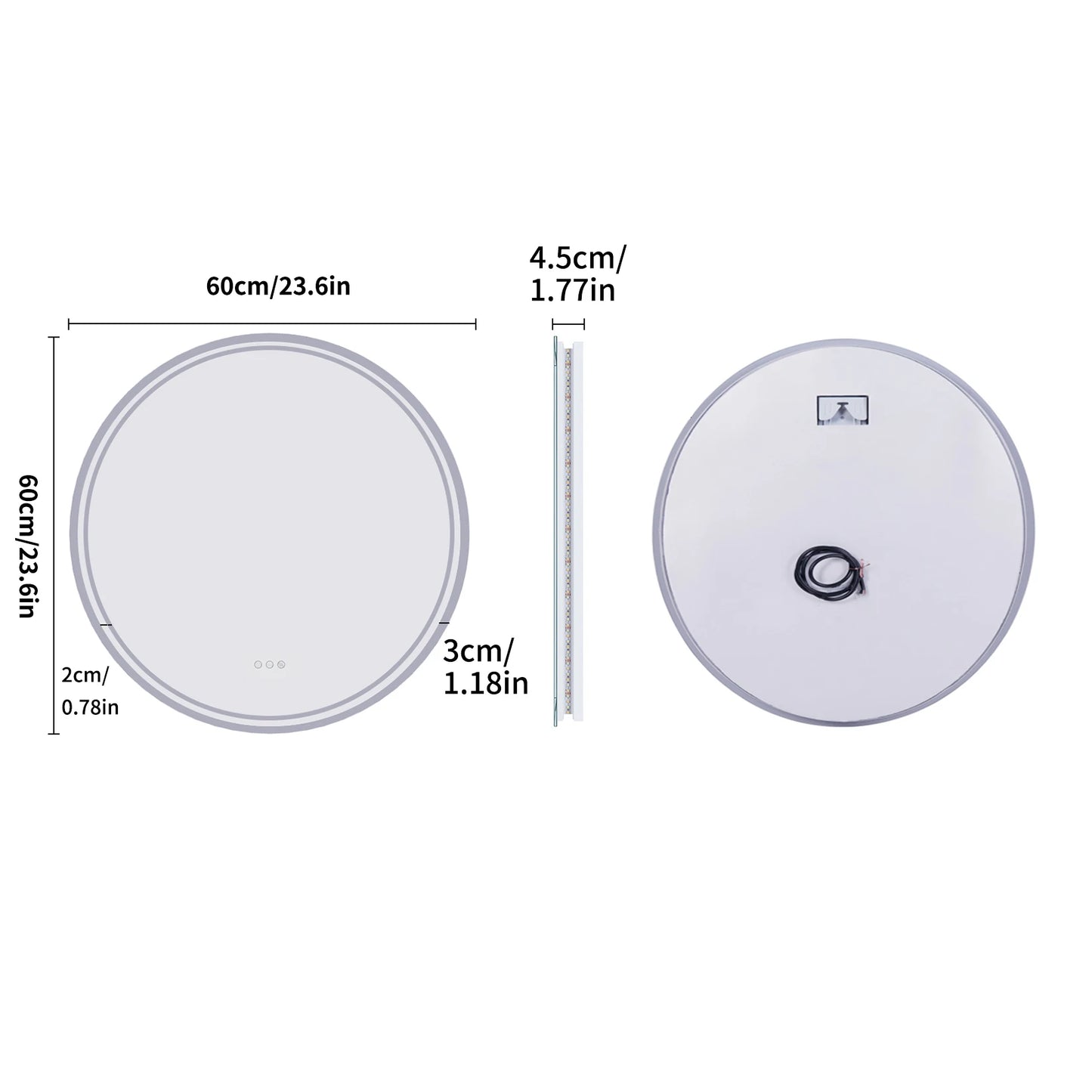 Round Large LED Bathroom Mirror Anti Fog