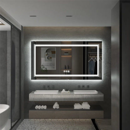 Large Illuminate Mirror Bathroom Double Sink Anti Fog